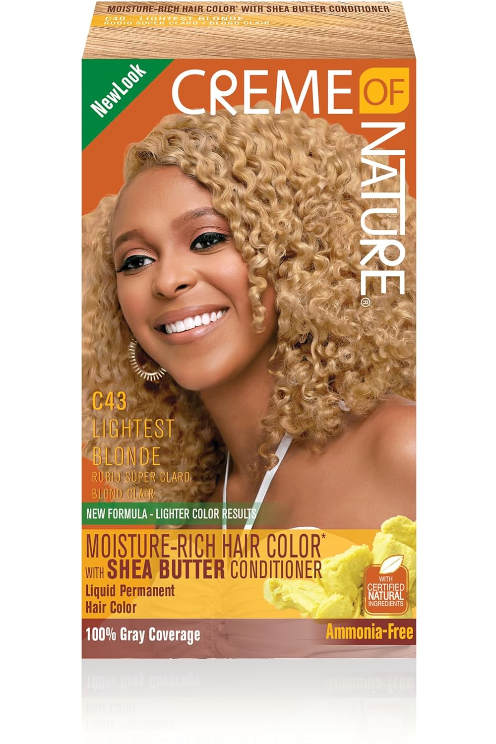 Creme Of Nature, C43 -Lightest Blond moisture- reach hair colour (Ammonia -free) with shea butter conditioner, leaves hair in better condition