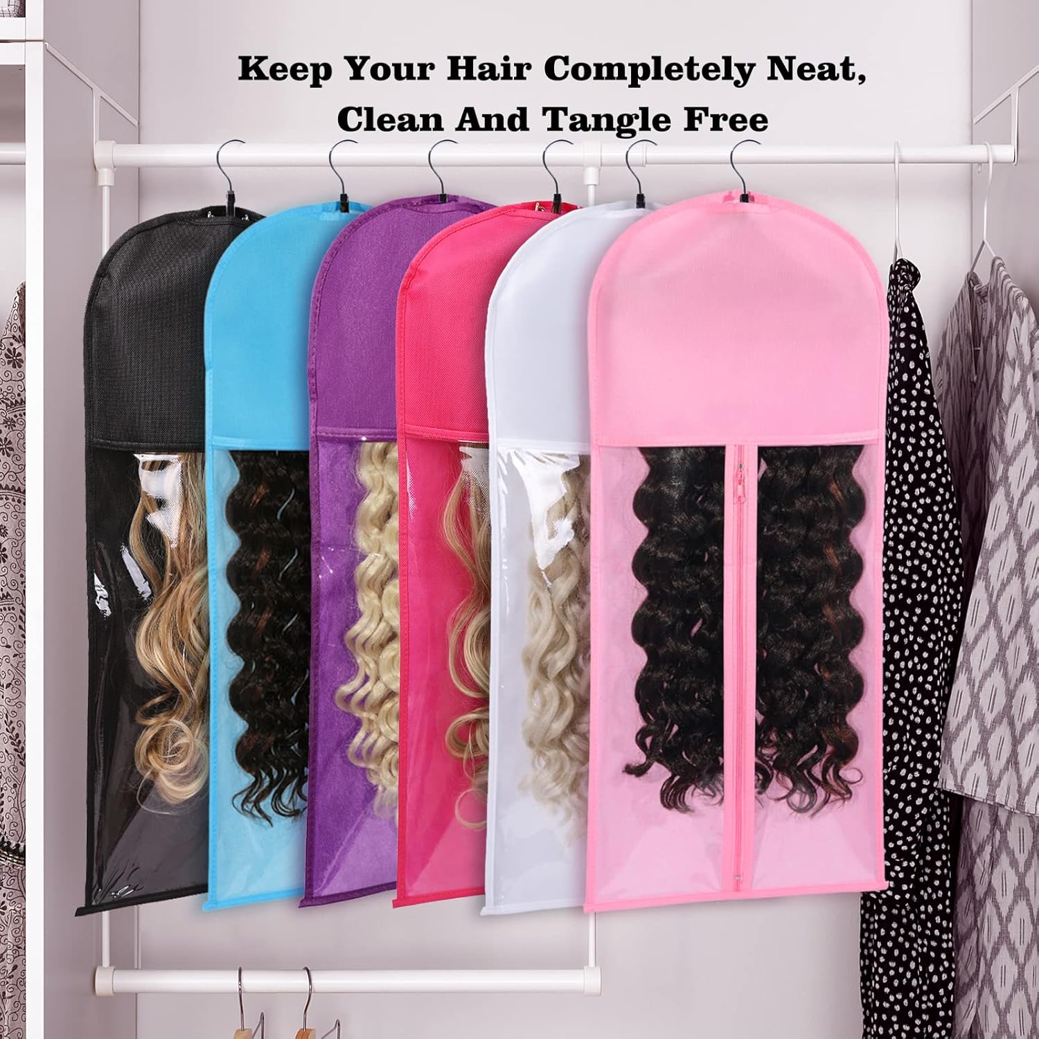 Fashion Wig Storage bags with Hanger /Wigs Hair Extension Storage Bag Hairpieces Storage Holder