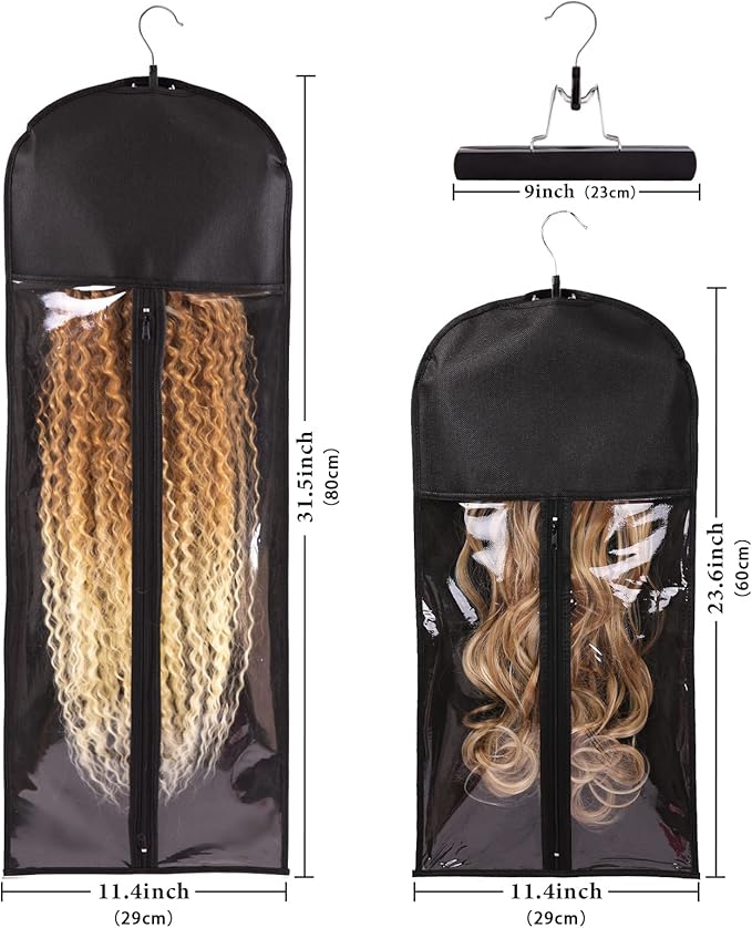Fashion Wig Storage bags with Hanger /Wigs Hair Extension Storage Bag Hairpieces Storage Holder