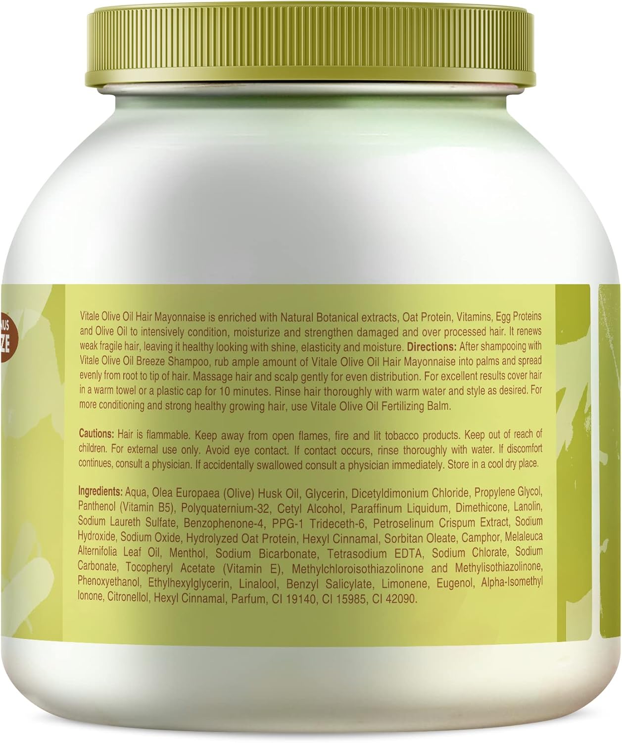 Vitale Olive Oil Hair Mayonnaise with Oat & Egg Protein and Vitamins - Good on Color & Thermal Treated Hair - for Dry & Damaged Scalp