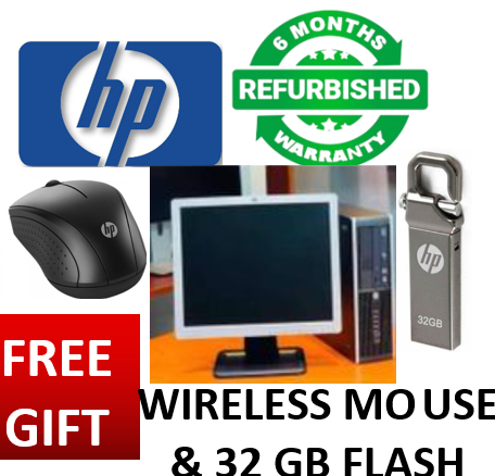 HP Refurbished complete computer set desktop core i3 2nd gen 4gb 500gb hdd windows 10 pro installed, 17 inches square monitor plus accessories