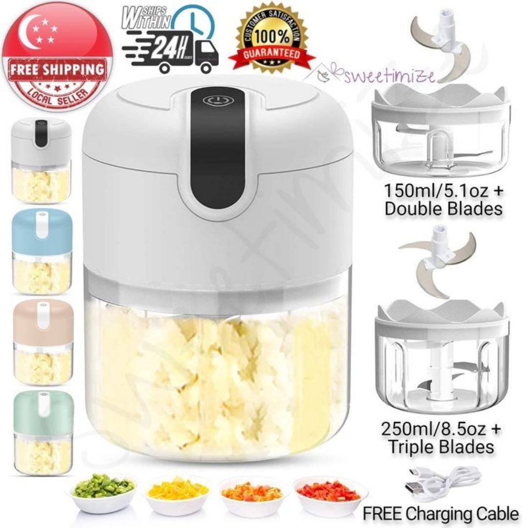 250ML Rechargeable Portable and Cordless Mini Food Processor - Stainless Steel Blade, Electric Garlic Chopper, Vegetable Chopper, Blender for Nuts, Chili, Onion, Minced Meat, and Spices