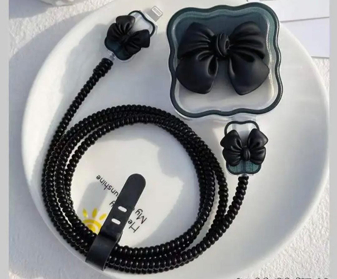 NEW  ARRIVAL Data Cable Cord Winder Kit / 3D Bow Knot Heart Cable Protector Cover For Iphone/Samsung /oppo/redmi/tecno Silicone Charger Floral Case / Cute Fashion Flower INS Power Adapter Sleeve