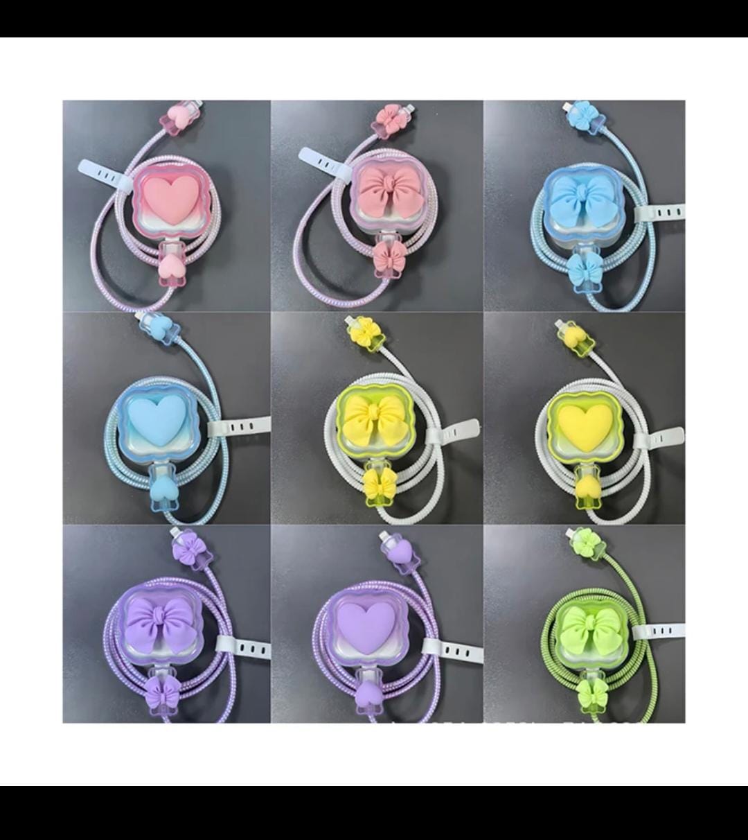 NEW  ARRIVAL Data Cable Cord Winder Kit / 3D Bow Knot Heart Cable Protector Cover For Iphone/Samsung /oppo/redmi/tecno Silicone Charger Floral Case / Cute Fashion Flower INS Power Adapter Sleeve