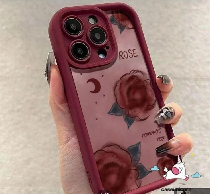 Rose Floral Shockproof Soft TPU Protective Case for Women Girls, Slim Anti Scratch Flower Case for iPhone 15, 15 Pro Max,  12 PRO MAX, 12, 13, 14, 11, 13 PRO MAX, 11 PRO MAX, 14 PRO MAX Wine Red.