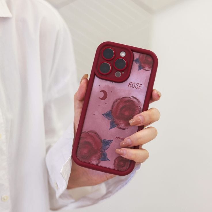 Rose Floral Shockproof Soft TPU Protective Case for Women Girls, Slim Anti Scratch Flower Case for iPhone 15, 15 Pro Max,  12 PRO MAX, 12, 13, 14, 11, 13 PRO MAX, 11 PRO MAX, 14 PRO MAX Wine Red.