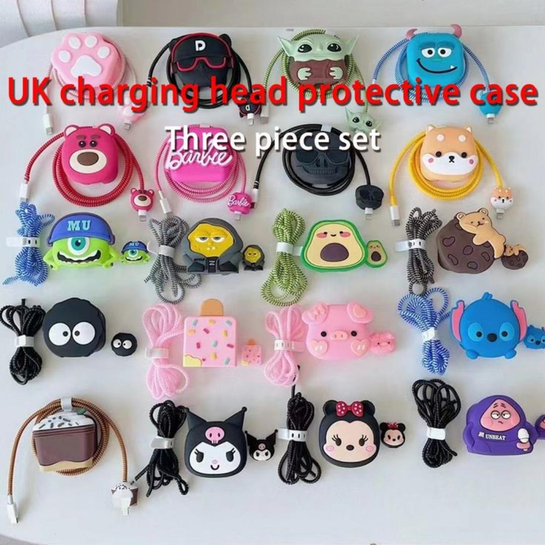 Original 3D cute cartoon fast charger protector for iphone  18 W  20 W UK 3pin for fast charger