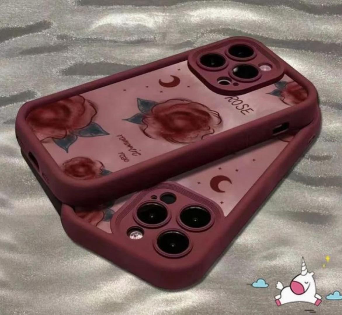 Rose Floral Shockproof Soft TPU Protective Case for Women Girls, Slim Anti Scratch Flower Case for iPhone 15, 15 Pro Max,  12 PRO MAX, 12, 13, 14, 11, 13 PRO MAX, 11 PRO MAX, 14 PRO MAX Wine Red.