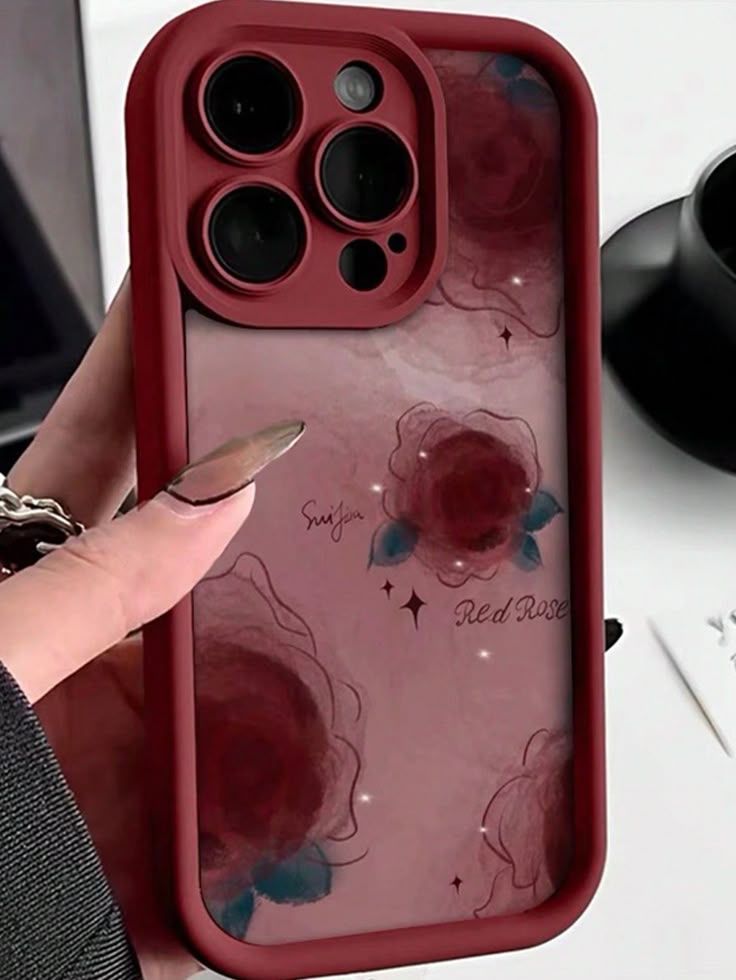 Rose Floral Shockproof Soft TPU Protective Case for Women Girls, Slim Anti Scratch Flower Case for iPhone 15, 15 Pro Max,  12 PRO MAX, 12, 13, 14, 11, 13 PRO MAX, 11 PRO MAX, 14 PRO MAX Wine Red.