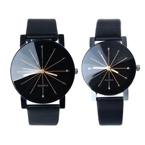 Couple Quartz Dial Wrist Watch Black Free