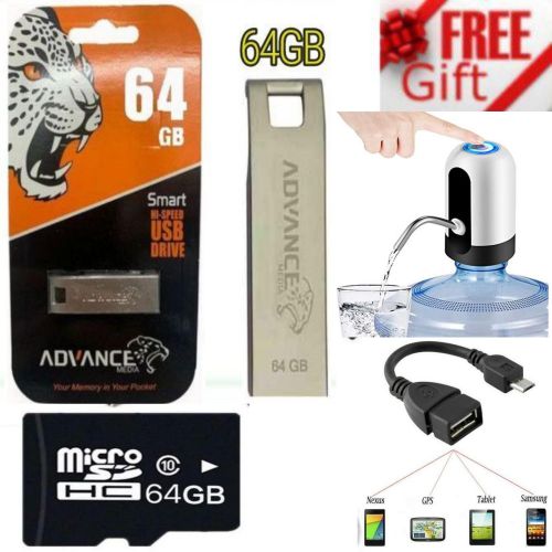 Advance 64 GB Flash Disk + 64gb Memory Card + OTG Cable + Water Dispenser