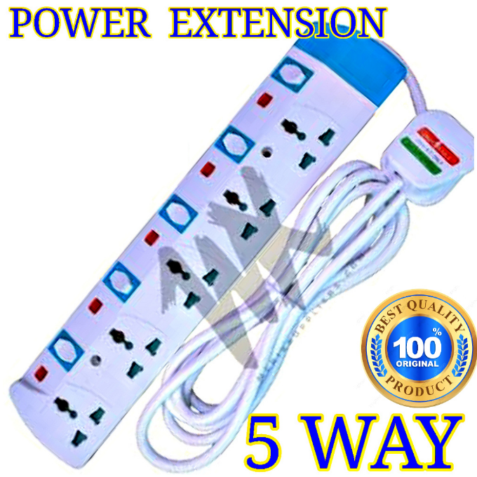 Heavy Duty// Power Socket Extension Cable,,5 Way // 5 way power extension With Independent Safety Switch