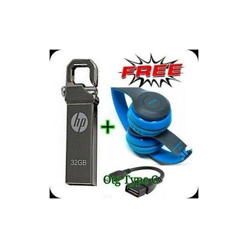32GB FLASHDISK PEN DRIVE-SILVER //32GB Flash Disk/ 32 GB FlashDisk USB Smart + Free P47 Bluetooth Headphone & Otg Type C