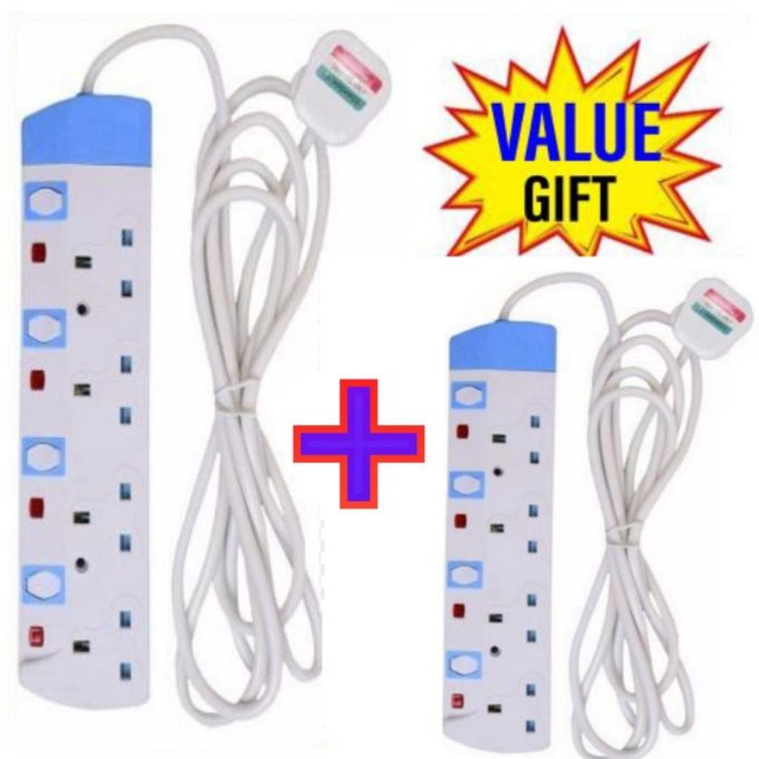 Power King HOME BEST 4 WAY POWER EXTENSION WITH LONG CABLE+FREE 4WAY POWER EXTENSION WITH SAFETY SWITCHES