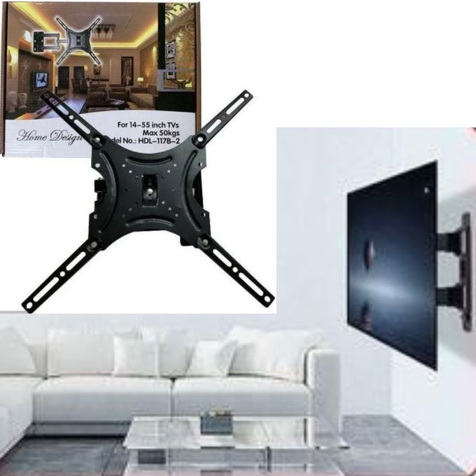 Home Design QUALITY & HEAVY DUTY FULL MOTION 360 DEGREE TV MOUNT - 14 INCH -55 INCH TILT ROTATING WALL MOUNT BRACKET , TV GUARD VOLTAGE POWER PROTECTOR, TV AERIAL ANTENNA & WATCH