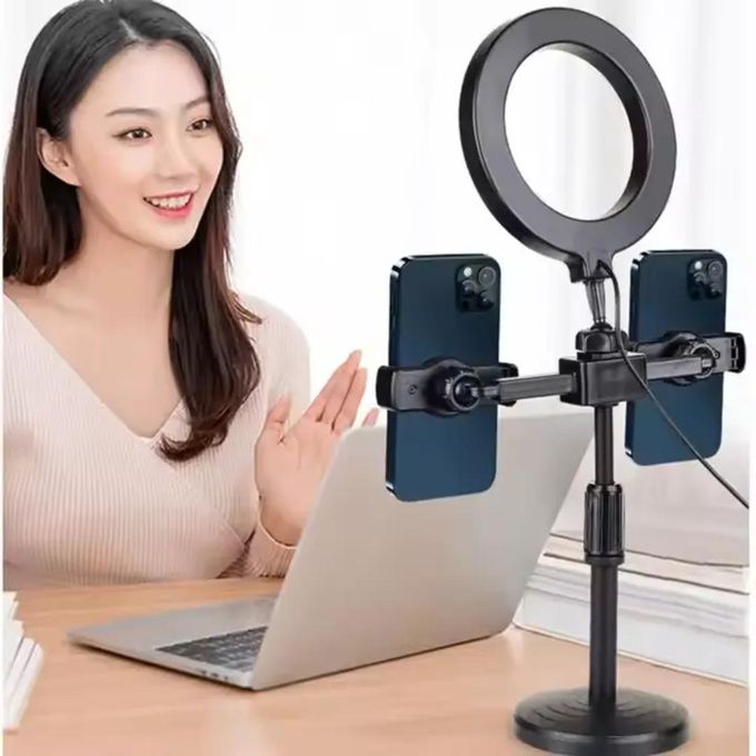 Home Design Heavy Duty Full Motion 360 Degree TV MOUNT - 14 inch -55 inch TILT ROTATING WALL MOUNT BRACKET + EXTRA GIFT  SMARTPHONE SELFIE TRIPOD STAND RINGLIGHT WITH DOUBLE PHONE HOLDERS