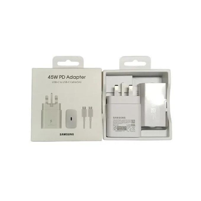 Best Quality CHARGER  Fast Charging 45W Samsung Type C Wall Adapter with Cable for All Phones With Type C  - Charger Adapter With USB Cable Type-C 2C
