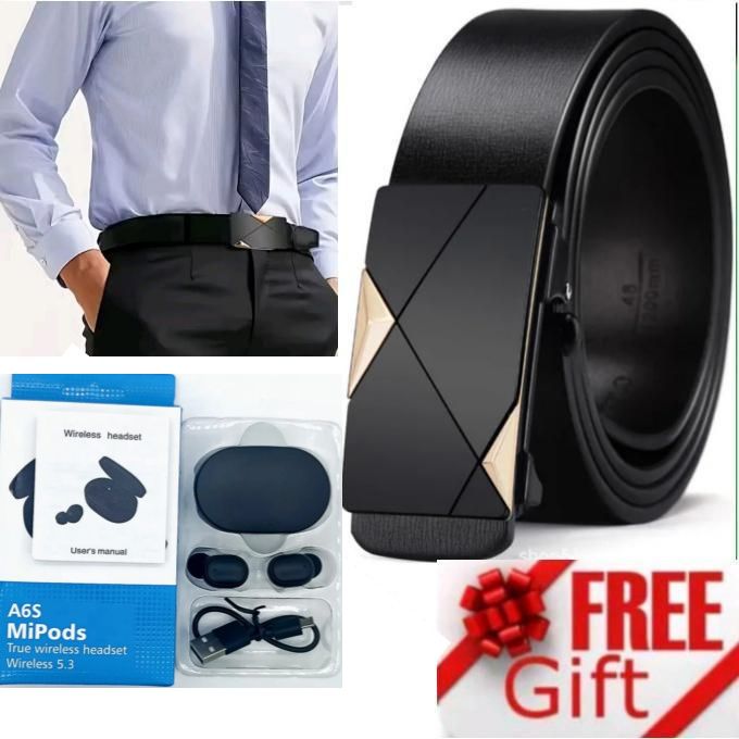 Men's Official Wear MEN'S BELTS //Belt For Well Fitting Khaki Trousers,Jeans,Suits & Shorts + Multi-Device Compatible Bluetooth Earpods// Powerful Sound Bluetooth Wireless Earbuds & Adjustable Cap