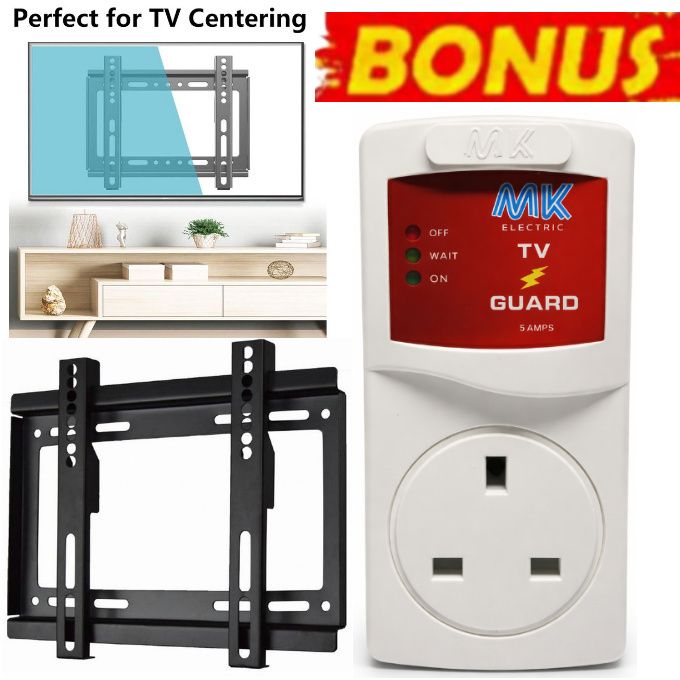 MK Smart TV Guard Voltage Power Protector Against Power Surges & Fluctuations For  Smart TV 50 Inch LED Frameless Smart TV + BONUS TV WALL Mount Bracket Holder For TV 24Inch, 32inch ,40 Inch, 43Inch
