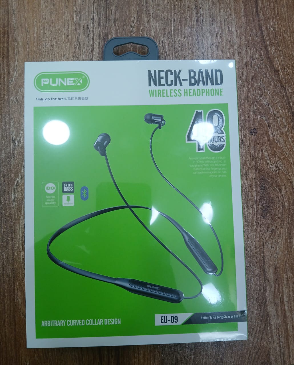 PUNEX Neckband wireless headphones, Arbitrary curved collar design, 48 hours playtime