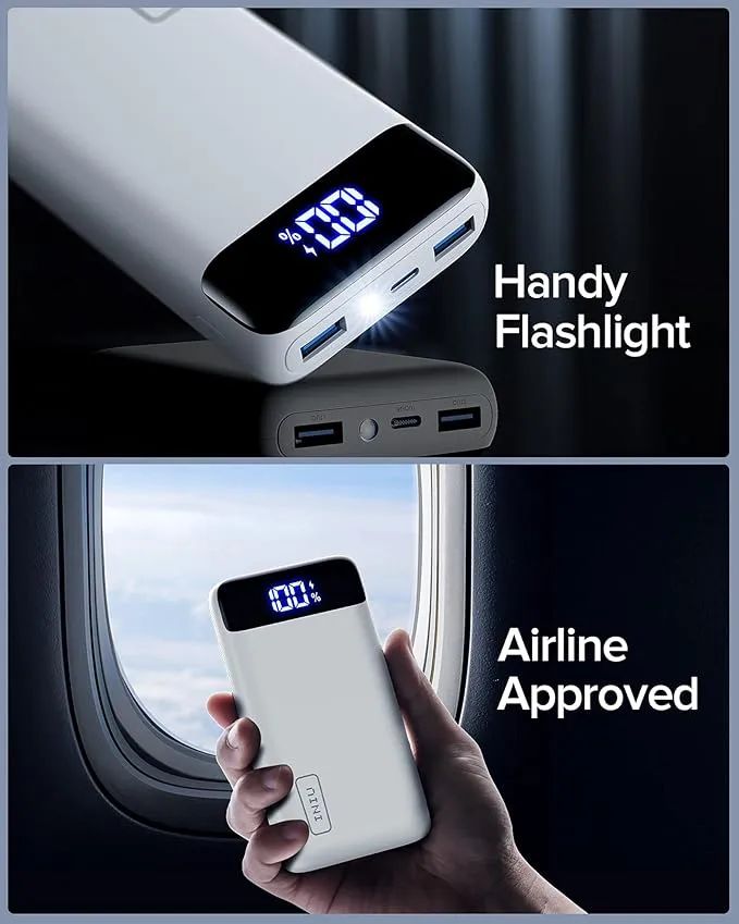 Fast Charging Wireless Powerbank 20000mAh Built in 4 Cable Digital Display Portable Large Capacity Power Bank