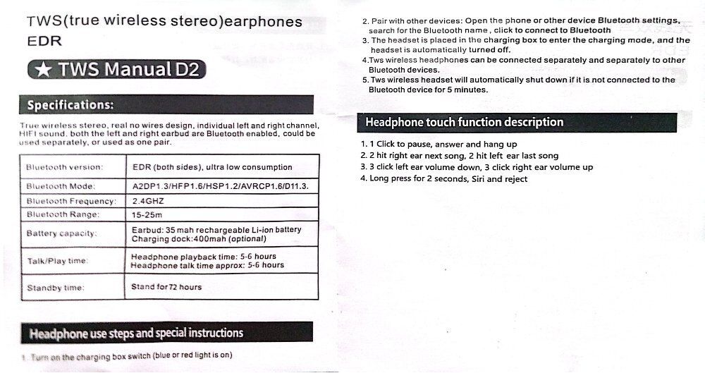 TWS Pro 5s Earphone Wireless Bluetooth 5.0 Headset -Earbuds Bluetooth 5.0 2.4GHZ 15-25M range Play time 5-6hours earphones
