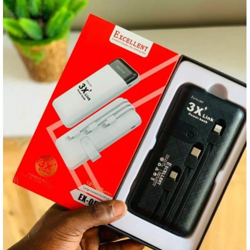 Excellent Power Bank 20000mAh 12000mAh & 10000mAh Cable Charger PowerBank Charging Cables For ALL Phones Supports FAST Charging High Power Capacity; 20,000mAh Best for travellers phone