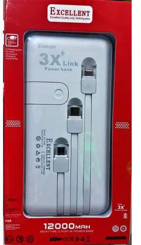 Excellent Power Bank 20000mAh 12000mAh & 10000mAh Cable Charger PowerBank Charging Cables For ALL Phones Supports FAST Charging High Power Capacity; 20,000mAh Best for travellers phone