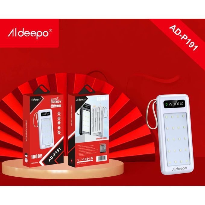 Aldeepo 30000mAh 20000mAh 10000mAh Power Bank Digital display powerbank LED Light Fast charging original portable Same time 4 device charging 4 cable Smartphone iphone power bank Random colour