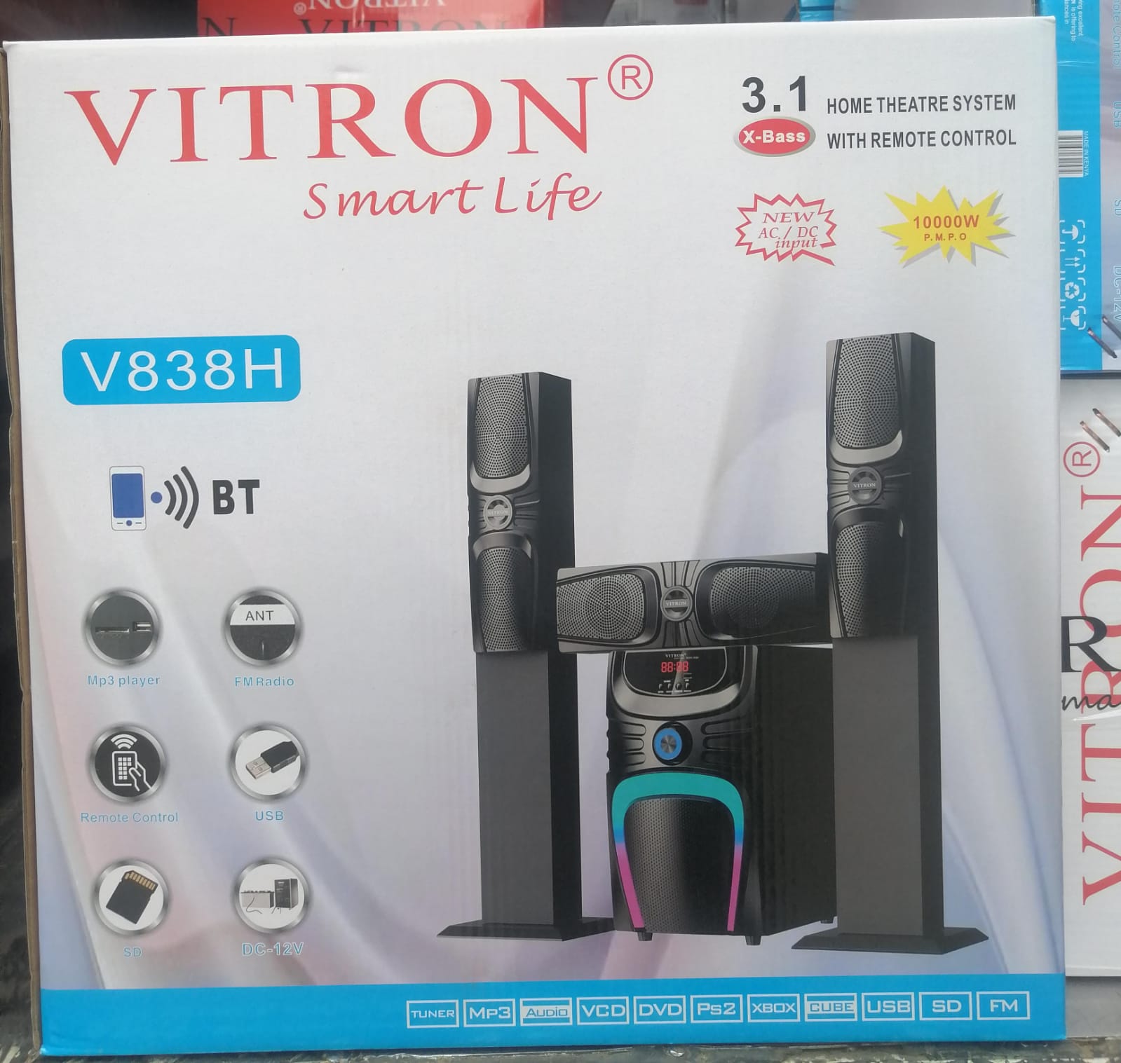Vitron V838H Tall Boy Woofer 3.1CH Home Theatre System Multimedia Speaker system 10000W power Output Subwoofer system with Remote control