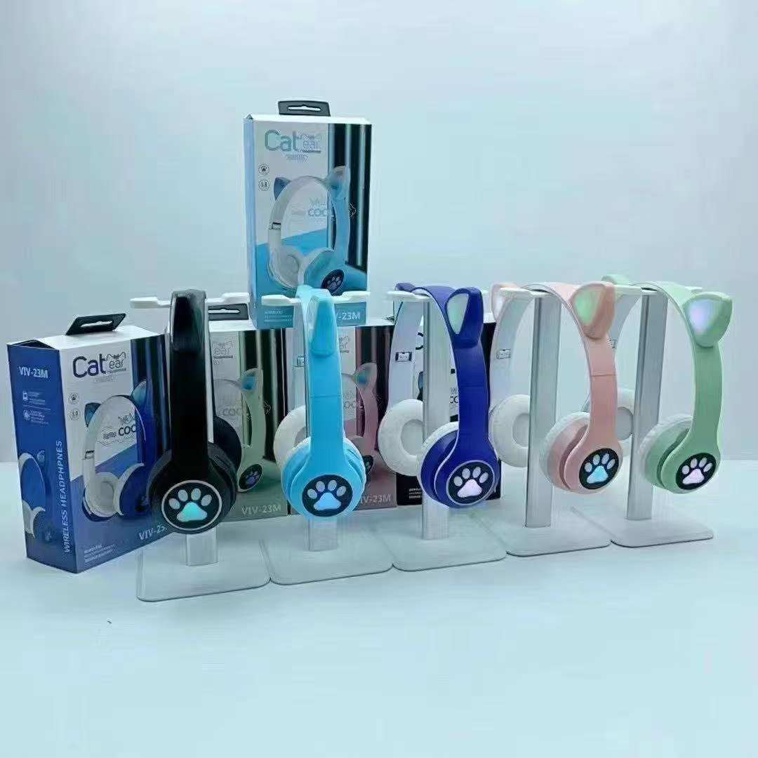 P47 Flashlight Cute Cat Ear Bluetooth earphones Headphones Wireless headsets