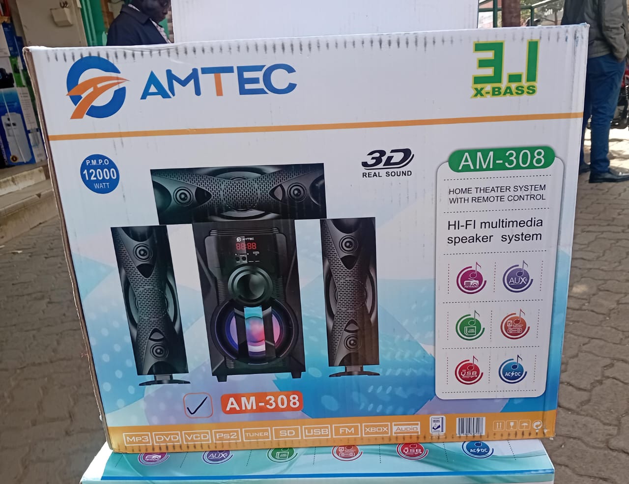 Amtec AM-308 3.1CH X-BASS Multimedia Home Theater System – 12000W PMPO Sub Woofer Speaker System