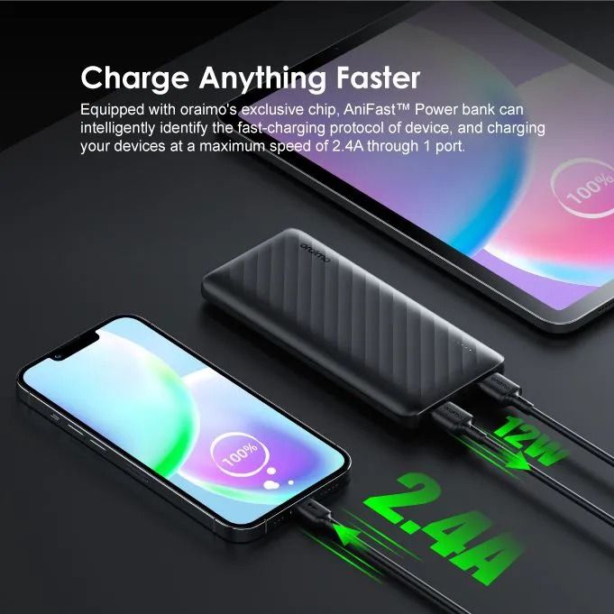 Oraimo Power Bank 10000mAh  OPB P118D 12W Power Bank 2.4A 10000 mAh Powerbank OPB P118D, fast charging Phone Smartphone Power Bank Slim and Portable