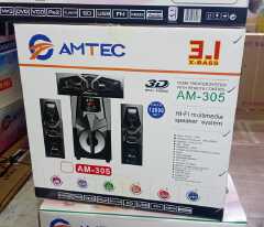 AMTEC AM-306 3.1CH HI-FI 12000W PMPO Multimedia Speaker System Sub Woofer Bluetooth Home Theater System with Remote -FM,USB,SD- Amtec 305 3D Real sound Bass