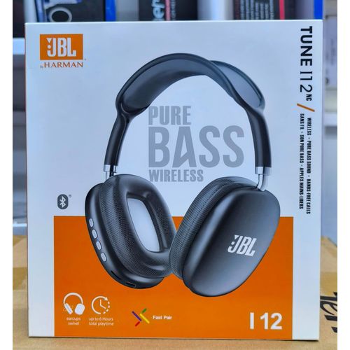 JBL Tune i12 Wireless Headset – Super Bass Wireless Bluetooth Headphones With Microphone and Noise Cancellation Gaming Headset Stereo HiFi Earphones- Random color of navy blue and black