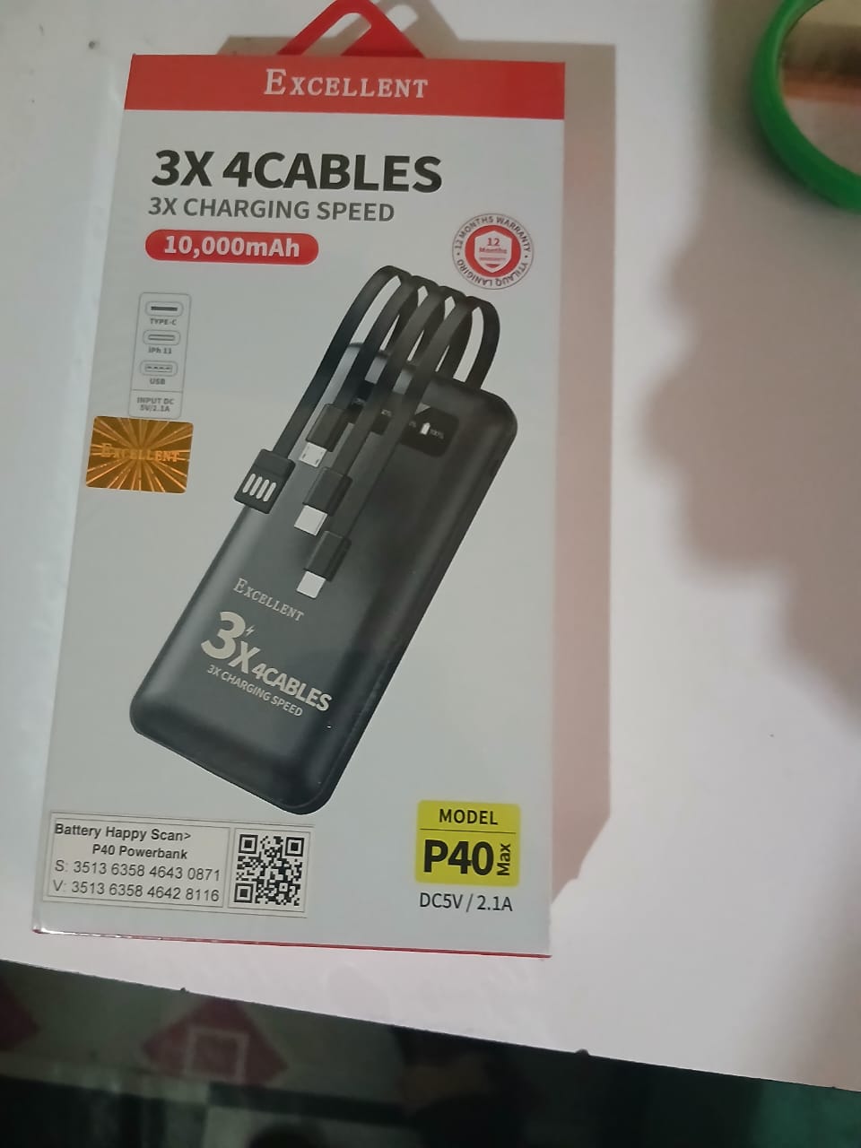 Excellent Power Bank 20000mAh 12000mAh & 10000 4 Cable Charger 2 Torches PowerBank Charging Cables For ALL Phones Supports FAST Charging High Power Capacity; 20,000mAh Best for travellers