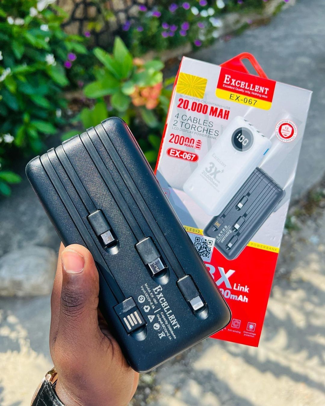 Excellent Power Bank 20000mAh 12000mAh & 10000 4 Cable Charger 2 Torches PowerBank Charging Cables For ALL Phones Supports FAST Charging High Power Capacity; 20,000mAh Best for travellers