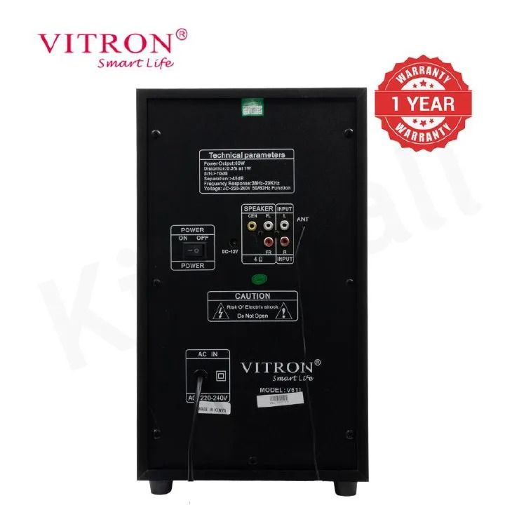 Vitron 3.1CH X-Bass Home Theatre System AC/DC Vitron V611 Bluetooth Woofer Speaker System Subwoofer Home Audio System USB SD MP3 FM Radio 10000W V611