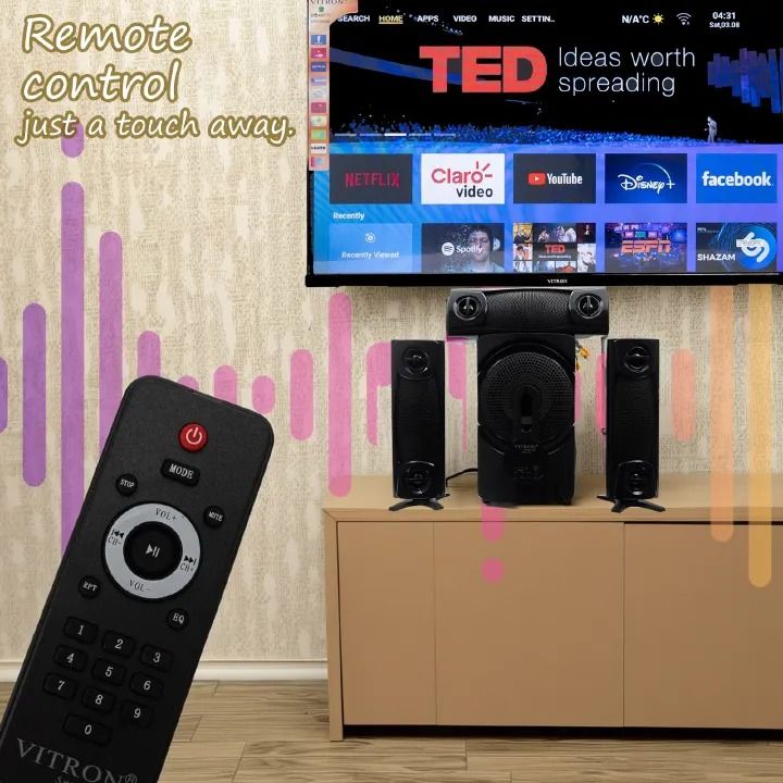 Vitron 3.1CH X-Bass Home Theatre System AC/DC Vitron V611 Bluetooth Woofer Speaker System Subwoofer Home Audio System USB SD MP3 FM Radio 10000W V611