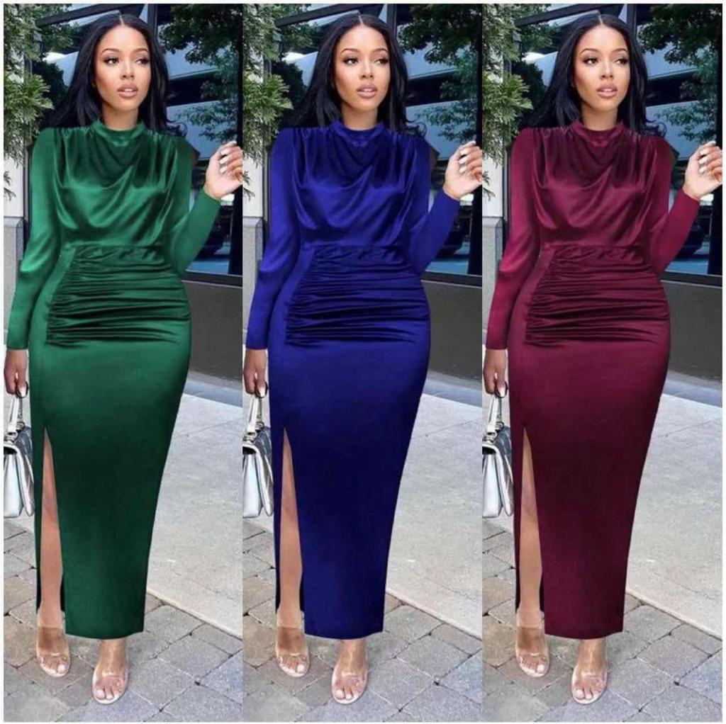 Elegant Long Dress – Perfect for Casual & Evening Parties-Women New Style Dresses High Quality Elegant Office Work Knee-Length Dress neck S flared sleeves
