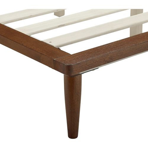 Mid-Century Mordern 2-Meter Long Full Size Platform Bed Frame without Headboard, Wood Foundation with Silent Slats for Enhanced Support, Easy Assembly, Brown