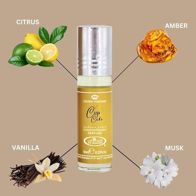 Al-Rehab Cupcake Arabian Perfume Oils 6ML (0.2 OZ) Fragrance Oil with Citrus, Creamy Vanilla & Amber - Long-Lasting Concentrated Perfume Oil with a Cozy, Sweet, and Premium Fragrance