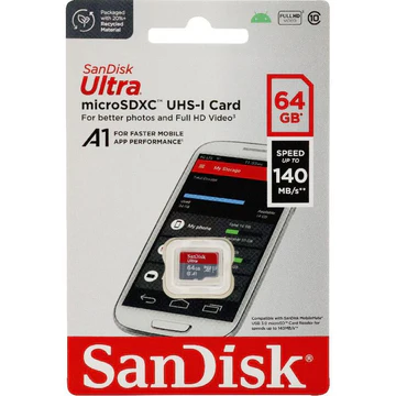 Original 64GB SanDisk Memory Card Ultra MicroSDXC UHS-I Card  – 140MB/s Read Speed