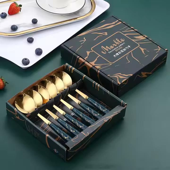 Luxury 6-Piece Golden Spoon Set – Premium Titanium Flatware for Hotels & Dining