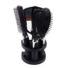 New 5-Piece Hair Styling Comb & Brush Kit with Mirror and Holder