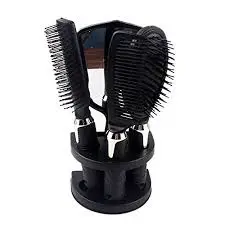New 5-Piece Hair Styling Comb & Brush Kit with Mirror and Holder