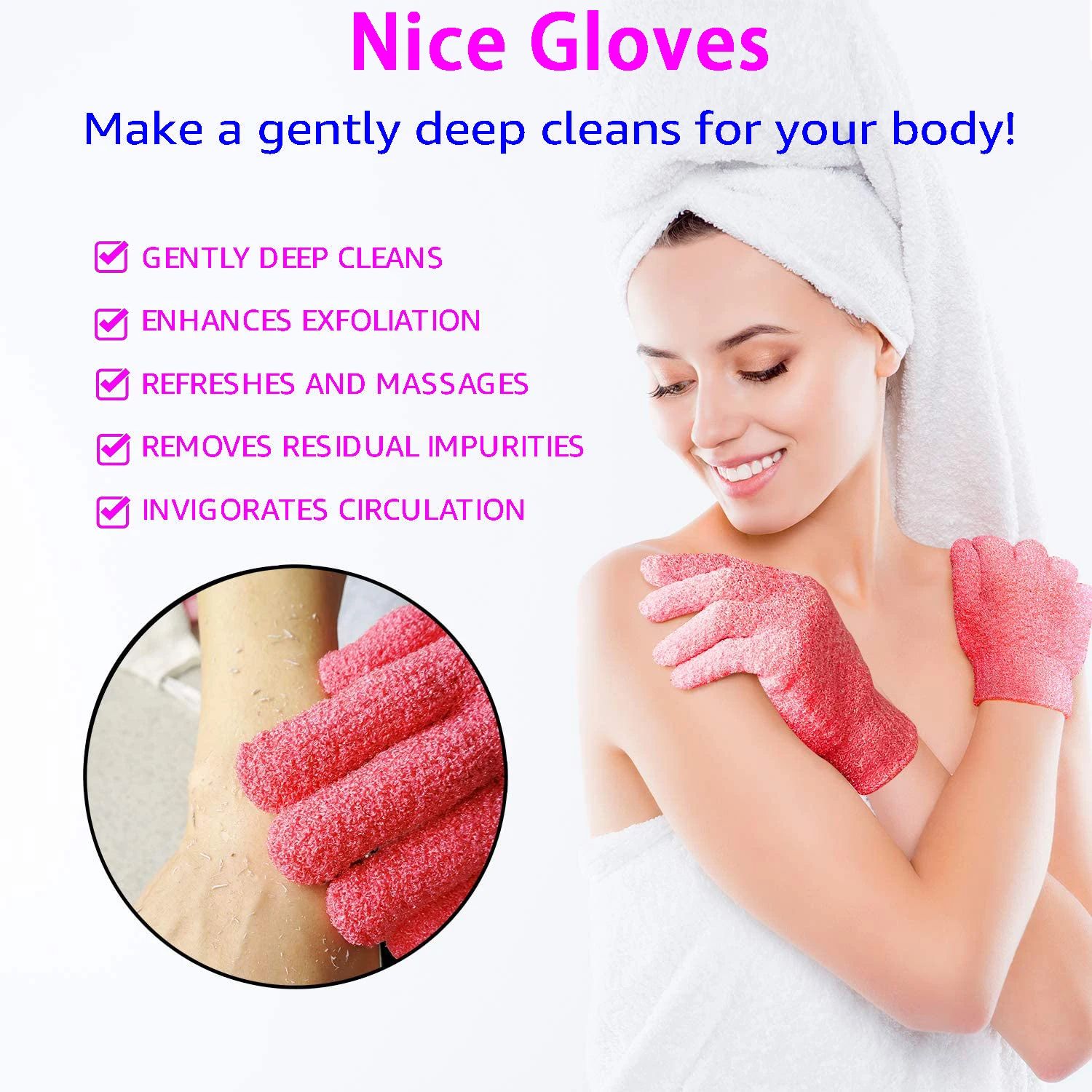 Bathing Gloves Exfoliating Body Shower Scrub Gloves- 1 Pair(2 Pieces)