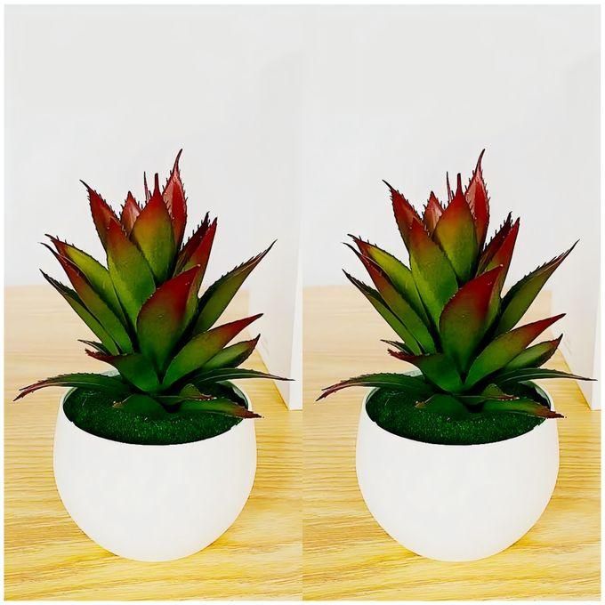 2pcs Artificial Flower Potted Plants, Simulated Succulent Potted Green Plants, Small Bonsai, Simulated Pineapple Leaf Ornaments