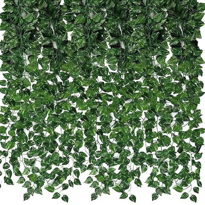 12pcs/bags Artificial Ivy Greenery Garland, 78.74'' Fake Vines Hanging Plants Backdrop Green Leaves For Room Bedroom Wall Decor