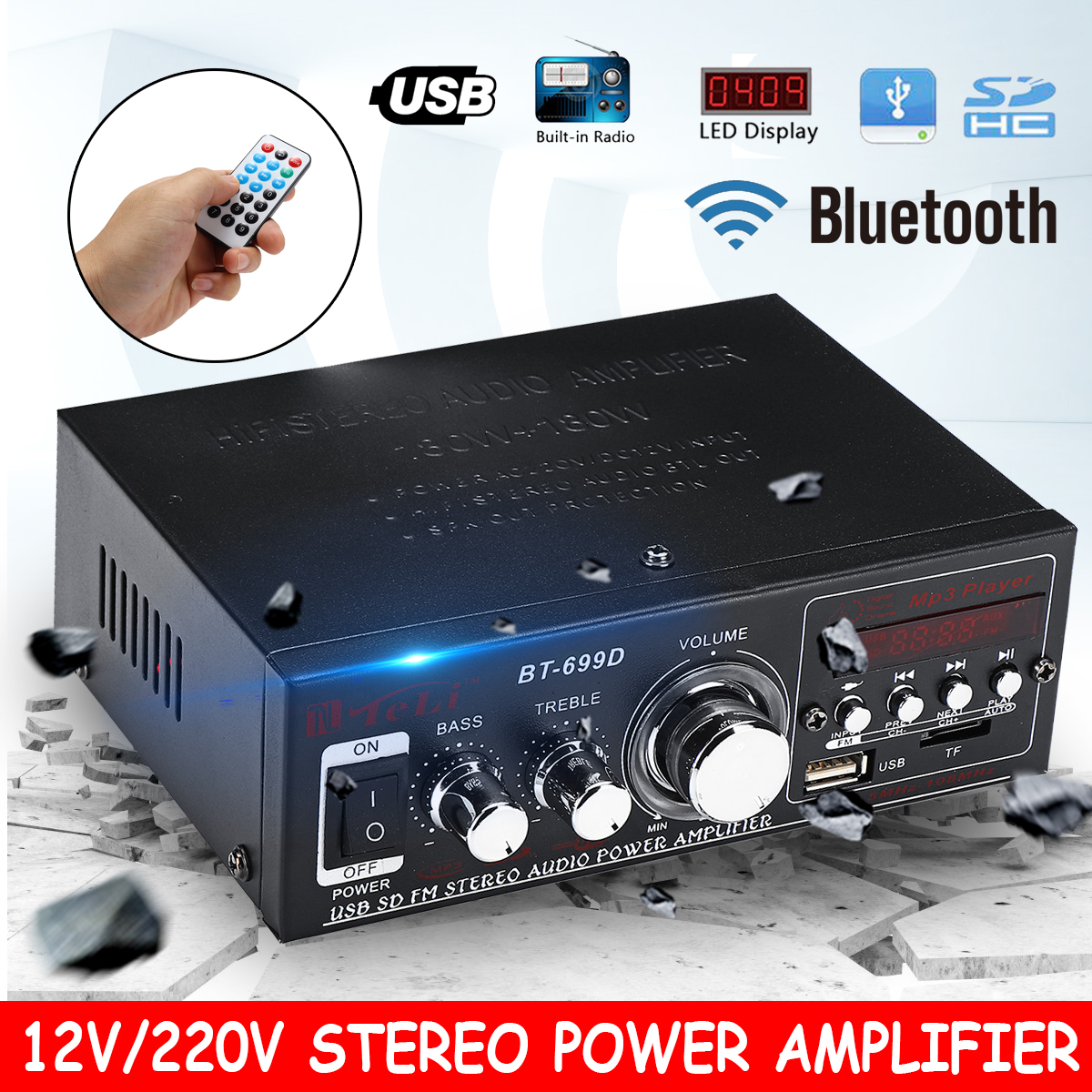 Car Home bluetooth Radio Car Amplifier With Remote Control